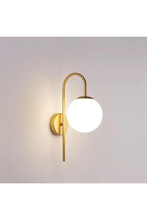 Dolunay Gold Kasa Beyaz Camlı Tekli Aplik( Pilli Değildir)